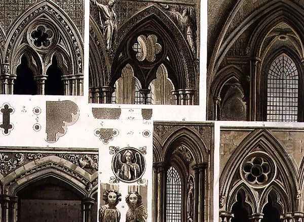 Fragments and Arches in Westminster Abbey, plate 11 from Westminster Abbey, engraved by Thomas Sutherland, pub. by Rudolph Ackermann 1764-1834 1811 Oil Painting by Augustus Charles Pugin