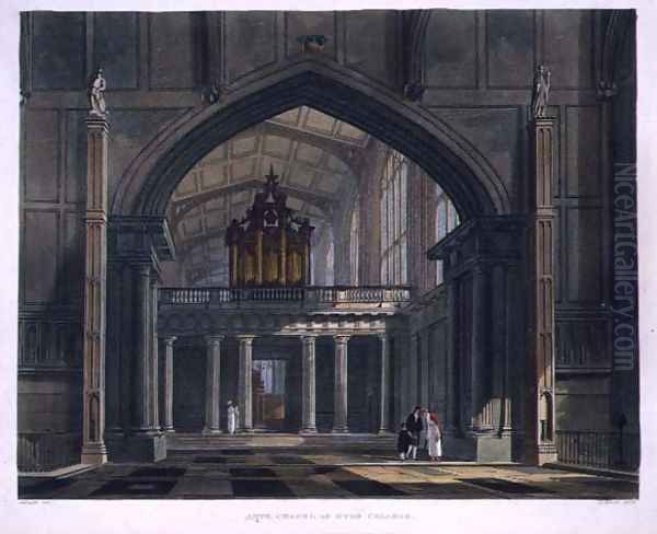 Ante-Chapel of Eton College, from History of Eton College, part of History of the Colleges, engraved by Daniel Havell 1785-1826 pub. by R. Ackermann, 1816 Oil Painting by Augustus Charles Pugin