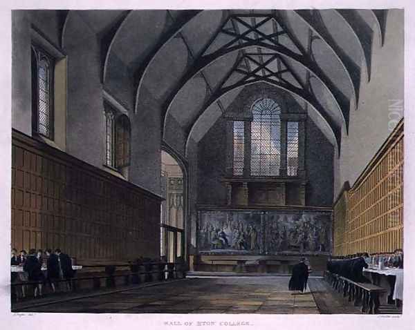 Hall of Eton College, from History of Eton College, part of History of the Colleges, engraved by Joseph Constantine Stadler fl.1780-1812 pub. by R. Ackermann, 1816 Oil Painting by Augustus Charles Pugin