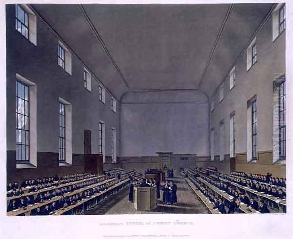 Grammar School of Christ Church, from History of Christs Hospital, part of History of the Colleges, engraved by Joseph Constantine Stadler fl.1780-1812 pub. by R. Ackermann, 1816 Oil Painting by Augustus Charles Pugin