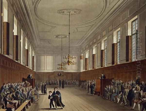 Eton School Room, from History of Eton College, part of History of the Colleges, engraved by Joseph Constantine Stadler fl.1780-1812 pub. by R. Ackermann, 1816 Oil Painting by Augustus Charles Pugin