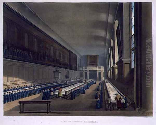 Hall of Christ Hospital, from History of Christs Hospital', part of History of the Colleges, engraved by Joseph Constantine Stadler fl.1780-1812 pub. by R. Ackermann, 1816 Oil Painting by Augustus Charles Pugin