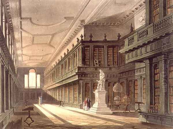 Interior of the Library of All Souls College, illustration from the History of Oxford, engraved by J. Bluck fl.1791-1831 pub. by R. Ackermann, 1814 Oil Painting by Augustus Charles Pugin