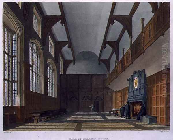 Hall of Charter House, from History of Charter House School', part of 'History of the Colleges, engraved by Daniel Havell 1785-1826 pub. by R. Ackermann, 1816 Oil Painting by Augustus Charles Pugin