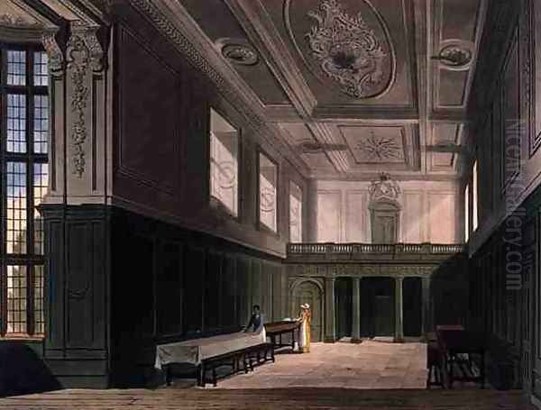 The Hall of Sidney College, Cambridge, from The History of Cambridge, engraved by Daniel Havell 1785-1826, pub. by R. Ackermann, 1815 Oil Painting by Augustus Charles Pugin