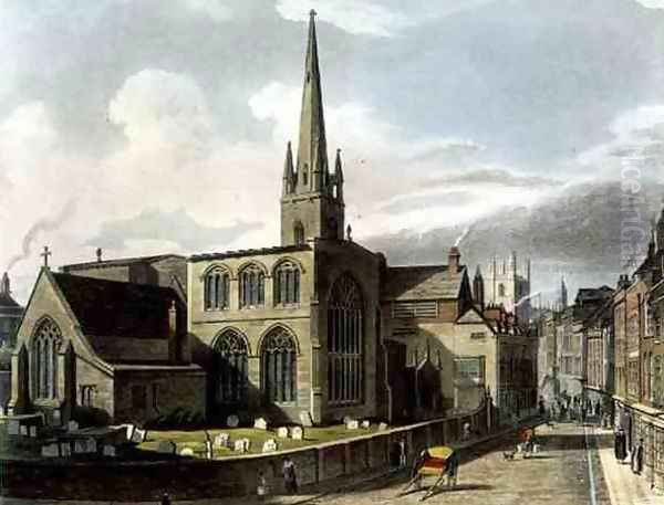 Exterior of Trinity Church, Cambridge, from The History of Cambridge, engraved by Daniel Havell 1785-1826, pub. by R. Ackermann, 1815 Oil Painting by Augustus Charles Pugin