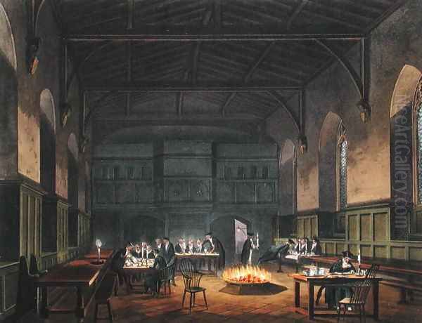 Hall of Westminster School, from Ackermanns History of Westminster School, part of History of the Colleges, engraved by J. Stadler, published 1816 Oil Painting by Augustus Charles Pugin