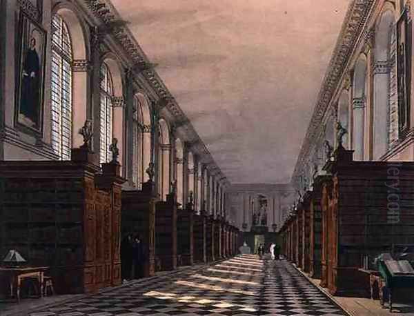 Interior of Trinity College Library, Cambridge, from The History of Cambridge, engraved by Daniel Havell 1785-1826, pub. by R. Ackermann, 1815 Oil Painting by Augustus Charles Pugin