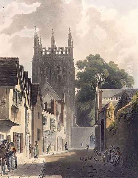 Magpie Lane, Oxford, illustration from the History of Oxford engraved by J. Bluck fl.1791-1831 pub. by R. Ackermann, 1813 Oil Painting by Augustus Charles Pugin