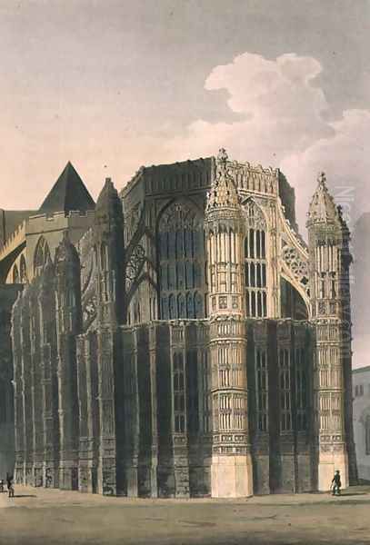 The Chapel of Henry VII showing Two Renovated Pinnacles, plate 4 from Westminster Abbey, engraved by J. Bluck fl.1791-1831 pub. by Rudolph Ackermann 1764-1834 1811 Oil Painting by Augustus Charles Pugin