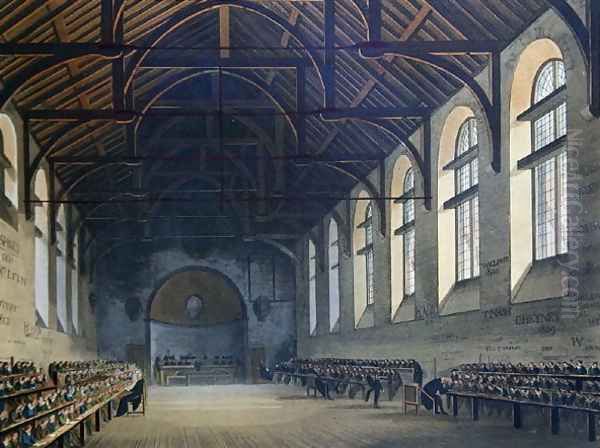 Westminster School Room, from History of Westminster School, part of History of the Colleges, engraved by Joseph Constantine Stadler fl.1780-1812 pub. by R. Ackermann, 1816 Oil Painting by Augustus Charles Pugin