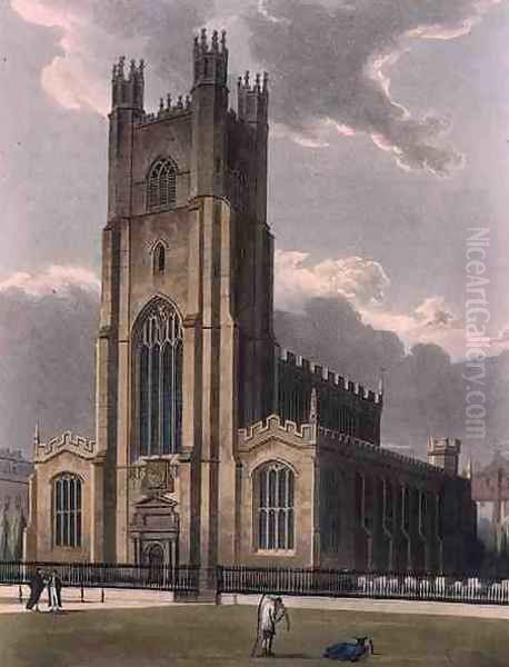 St. Marys Church, Cambridge, from The History of Cambridge, engraved by Daniel Havell 1785-1826, pub. by R. Ackermann, 1815 Oil Painting by Augustus Charles Pugin