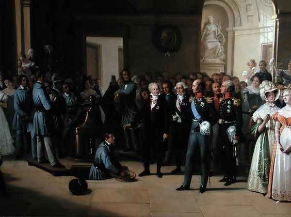 Tsar Alexander I 1777-1825 visiting the Paris Hotel de La Monnaie on 25th May 1814, 1844 2 Oil Painting by Edouard Pingret