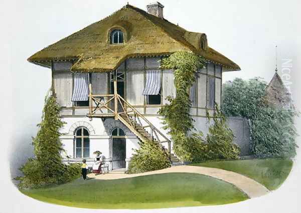 A House at Enghien, illustration from Habitations Champetres published Paris, c.1895 Oil Painting by Victor Jean-Baptiste Petit