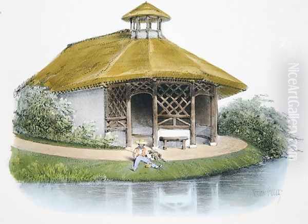 Rustic pavilion, illustration from Habitations Champetres published Paris, c.1895 Oil Painting by Victor Jean-Baptiste Petit