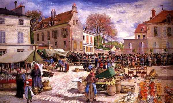 Market Place at Pontoise Oil Painting by Ludovic Piette