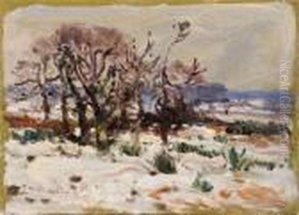 Etude Pour Un Payasge De Neige Oil Painting by Fernand Maillaud