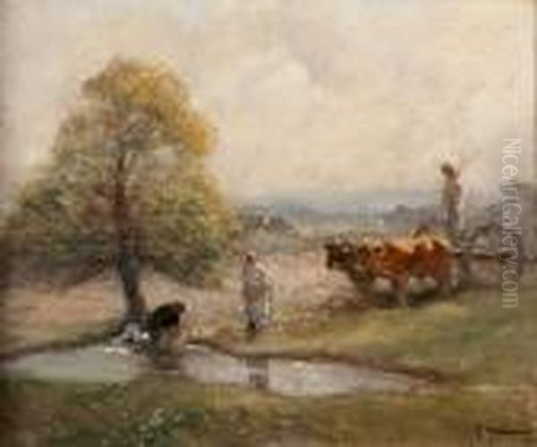 La Lavandiere Oil Painting by Fernand Maillaud