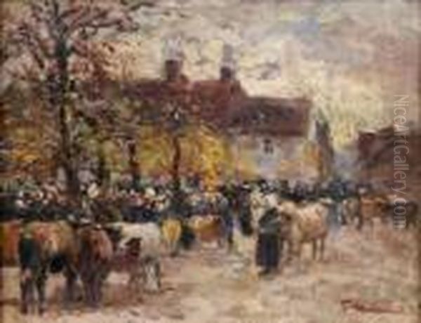 La Foire A Eygurande Oil Painting by Fernand Maillaud