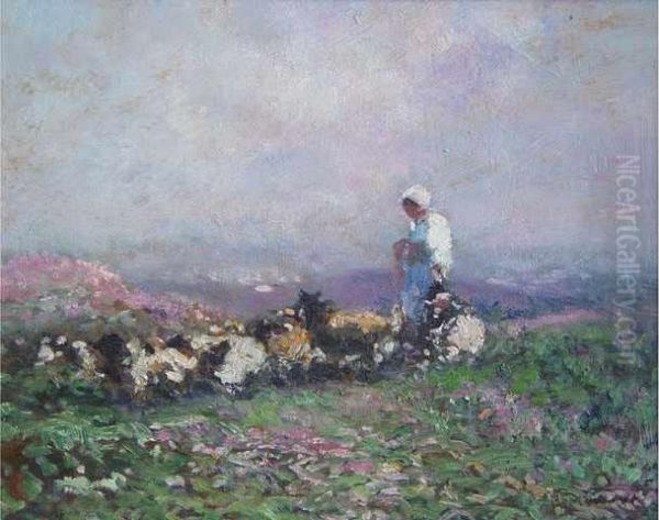  Lagardeuse De Chevre  Oil Painting by Fernand Maillaud