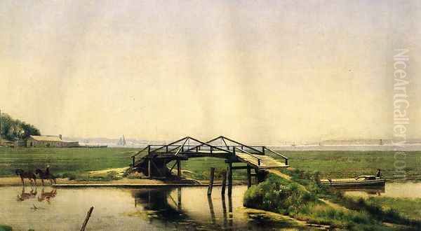 An Old Bridge on the Morris Canal Near Greenville, N. J. Oil Painting by Robert J. Pattison