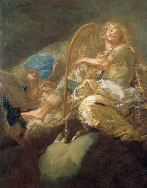 King David Playing the Harp Oil Painting by Giacomo del Po