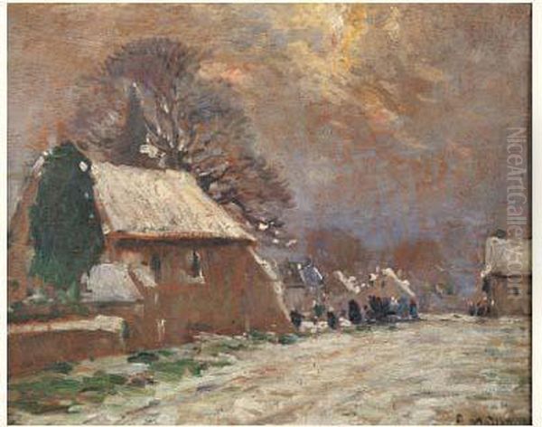 La Chapelle Du Village Sous La Neige Oil Painting by Fernand Maillaud