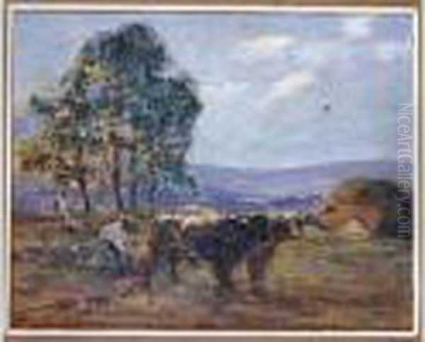  Les Boeufs Et La Herse  Oil Painting by Fernand Maillaud