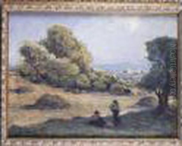  La Fenaison, Vue De Lagarde  Oil Painting by Fernand Maillaud