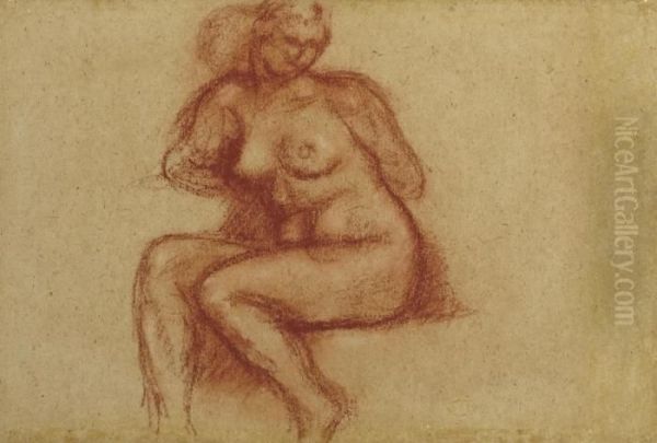 Femme Nue Assise With The Atelier Stamp Oil Painting by Aristide Maillol