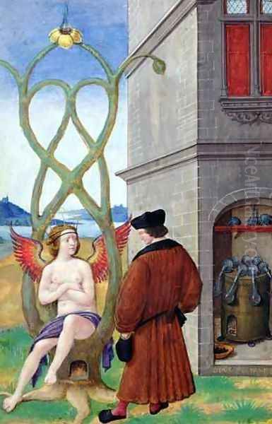 Dialogue between the Alchemist and Nature, 1516 Oil Painting by Jean Perreal