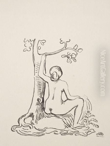 Femme Nue Assise Sous Un Arbre Oil Painting by Aristide Maillol