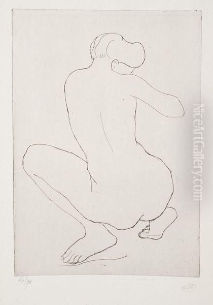 Femme Accroupie De Dos Oil Painting by Aristide Maillol