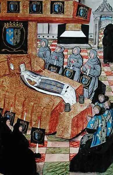 Fol.12r The Duchess Queen on her deathbed, from the Account of the Funeral of Anne of Brittany Oil Painting by Jean Perreal