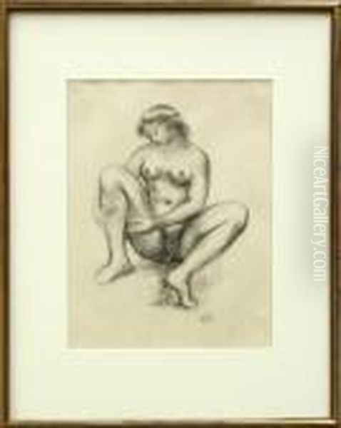 Seated Female Nude Oil Painting by Aristide Maillol