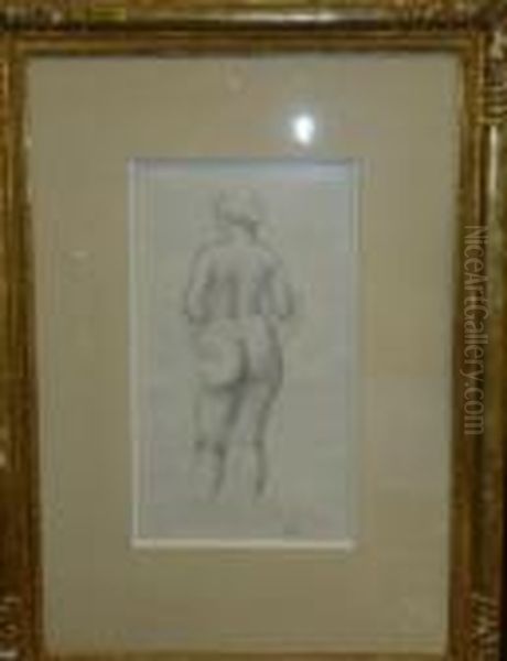 Femme Nue De Dos Tenant Une Echarpe Oil Painting by Aristide Maillol