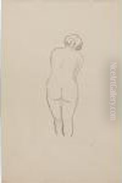 Femme En Berceau, 
Bras Droit Leve; Femme Nue De Dos Oil Painting by Aristide Maillol