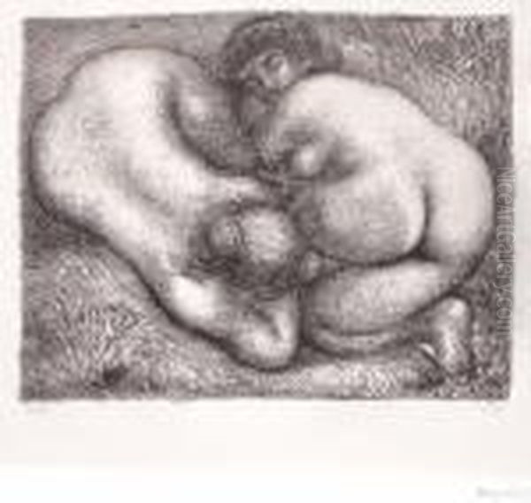 Deux Femmes Dans L'herbe Oil Painting by Aristide Maillol