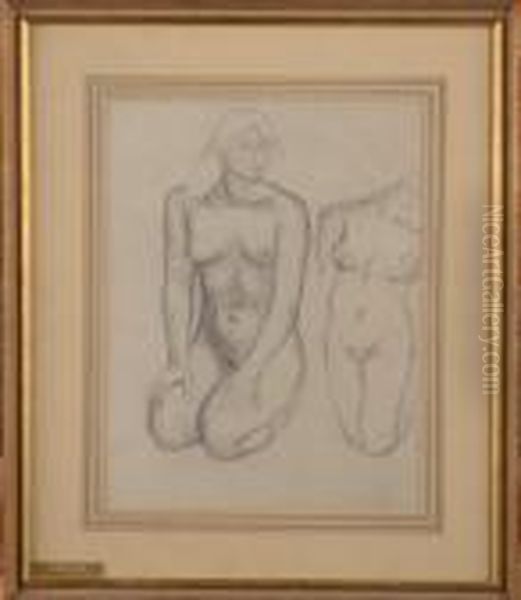 Deux Femme Nus Oil Painting by Aristide Maillol