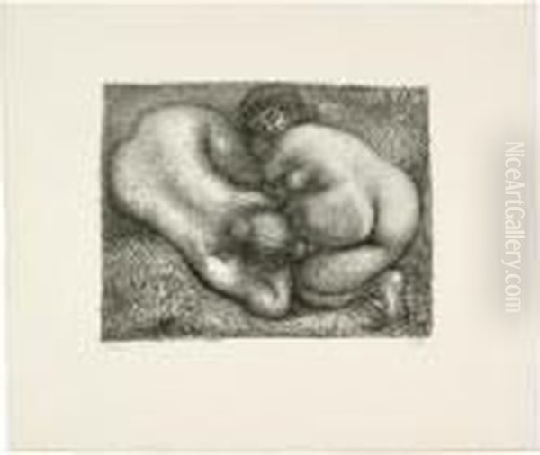 Deux Femmes Dans L'herbe Oil Painting by Aristide Maillol