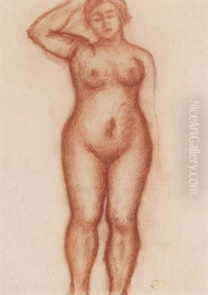 Nudo Femminile Con Il Braccio Alzato Oil Painting by Aristide Maillol