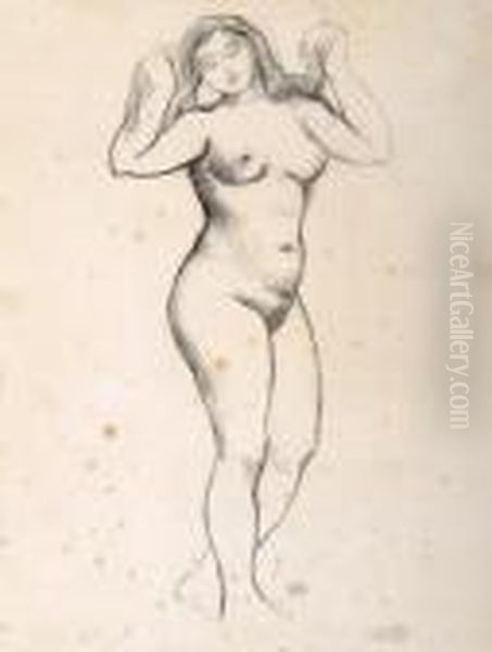 Femme Nue, Bras Releves Oil Painting by Aristide Maillol