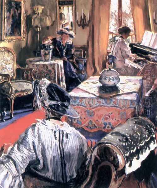 In the Salon Oil Painting by Izsak Perlmutter