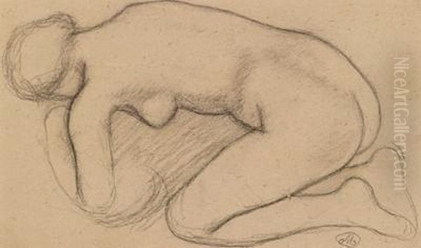 Nue Accroupie Oil Painting by Aristide Maillol