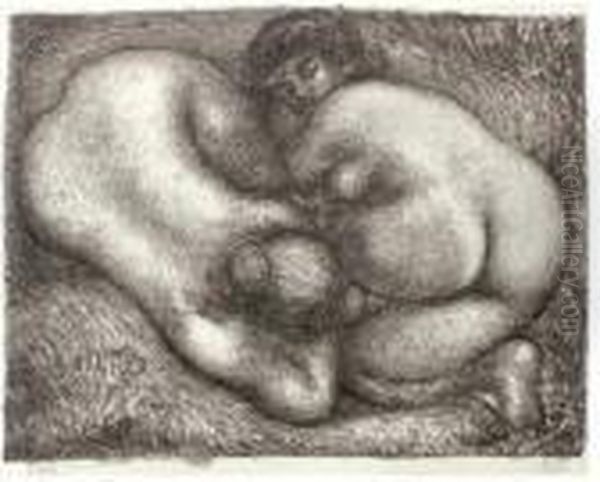 Deux Femmes Dans L'herbe Oil Painting by Aristide Maillol