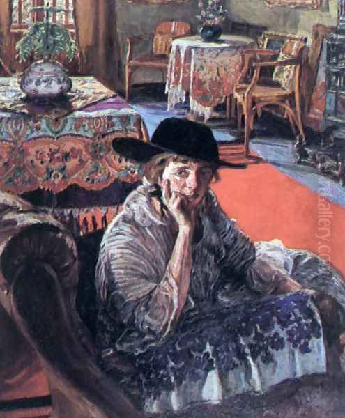 Cleo in the salon 1916 Oil Painting by Izsak Perlmutter