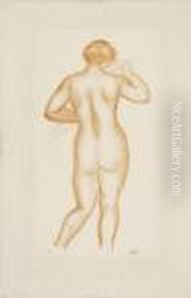 Femme Nue De Dos (indication D'une Echarpe) Oil Painting by Aristide Maillol