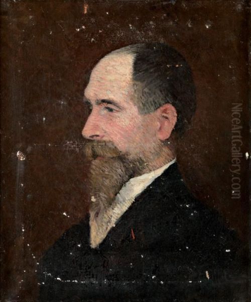 Portrait D'homme Pointilliste (autoportrait Suppose De L'artiste) Oil Painting by Aristide Maillol