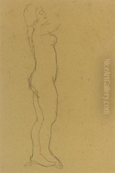 Jeune Fille Nue De Profil Oil Painting by Aristide Maillol