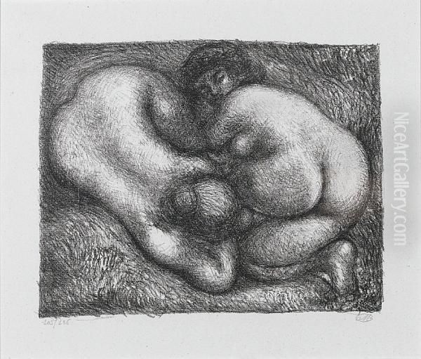 Deux Femmes Dans L'herbe Oil Painting by Aristide Maillol